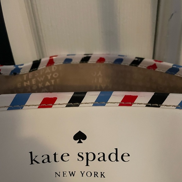 Kate Spade Par Avion White Tote with Striped Trim - Picture 4 of 8